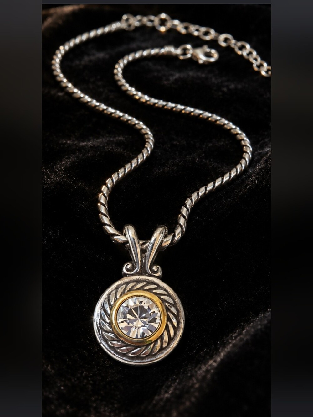 Brighton Heiress Two-Tone Crystal Reversible Pendant Necklace